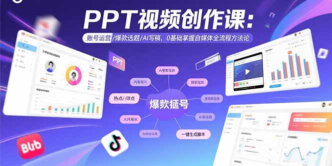 PPT视频创作课：账号运营/爆款选题/AI写稿，0基础掌握自媒体全流程方法论-A5资源网