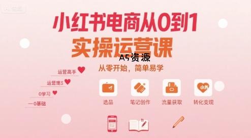 小红书电商从0到1实操运营课，从零开始，简单易学-A5资源网