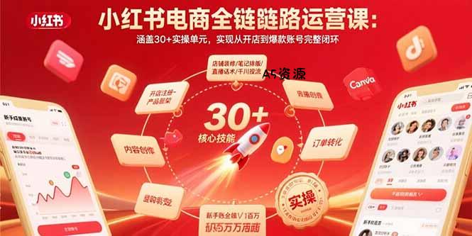 小红书电商全链路运营课：涵盖30+实操单元，实现从开店到爆款账号完整闭环-A5资源网