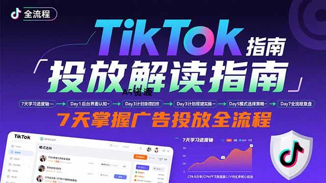 TikTok投放解读指南：后台操作/计划建立/模式选择，7天掌握广告投放全流程-A5资源网