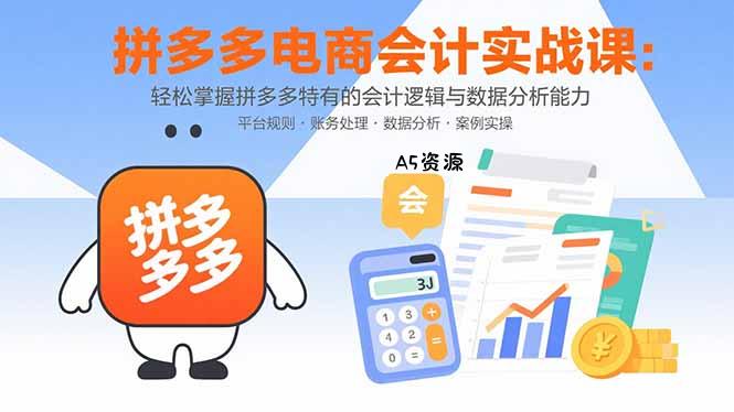 拼多多电商会计实战课：轻松掌握拼多多特有的会计逻辑与数据分析能力-A5资源网