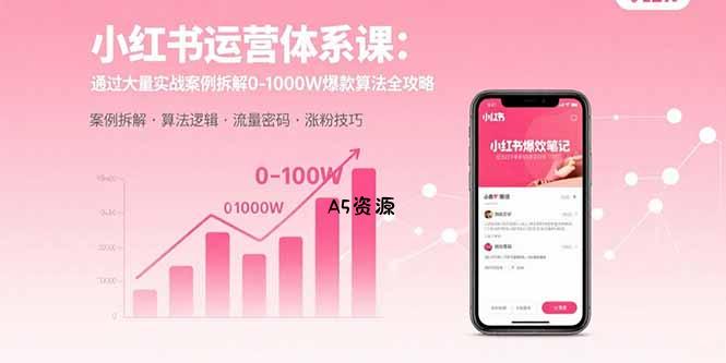 小红书运营体系课：通过大量实战案例拆解0-1000W爆款算法全攻略-A5资源网