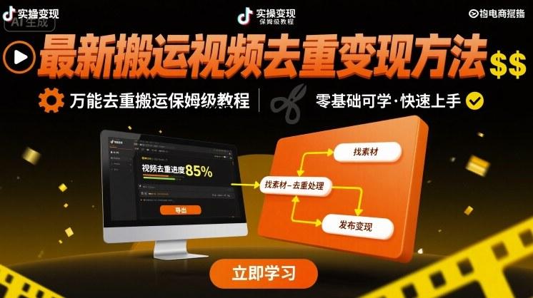 最新搬运视频去重变现方法，万能去重搬运保姆级教程-A5资源网