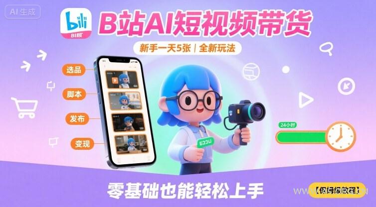B站AI短视频带货，新手一天5张，全新玩法【保姆级教程】-A5资源网