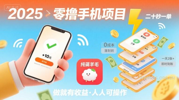 2025年零撸手机项目，二十秒一单，纯薅羊毛 一天2张+做就有-A5资源网