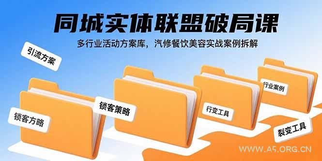 同城实体联盟破局课，多行业活动方案库，汽修餐饮美容实战案例拆解-A5资源网