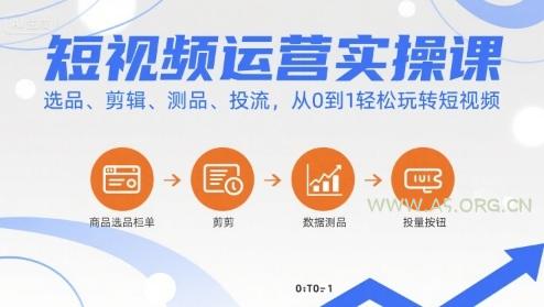 短视频运营实操课，选品、剪辑、测品、投流，从0到1轻松玩转短视频-A5资源网