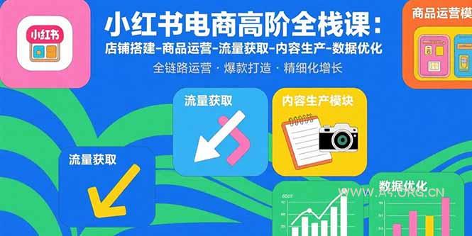小红书电商高阶全栈课：店铺搭建-商品运营-流量获取-内容生产-数据优化-A5资源网
