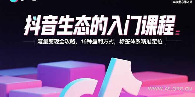 抖音生态的入门课程：流量变现全攻略，16种盈利方式，标签体系精准定位-A5资源网