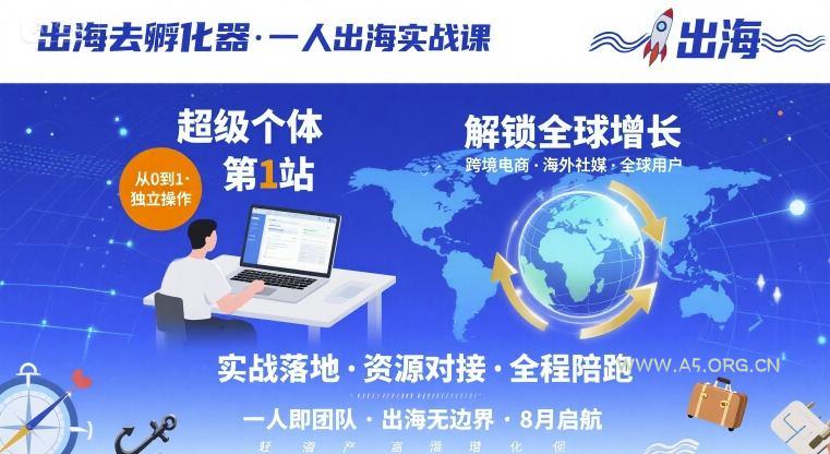 出海去孵化器，一人出海实战课，​超级个体第1站，解锁全球增长-A5资源网