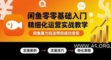 闲鱼零基础入门精细化运营实战教学，闲鱼暴力玩法带你成功变现-A5资源网