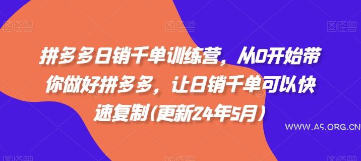 拼多多日销千单训练营，从0开始带你做好拼多多，让日销千单可以快速复制(更新25年8月)-A5资源网