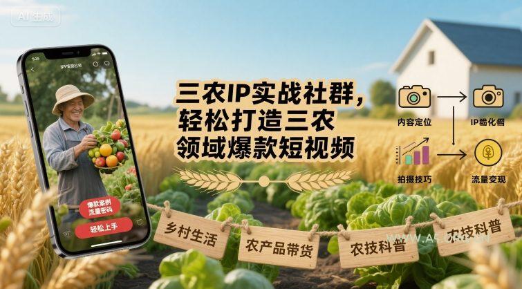 三农IP实战社群，轻松打造三农领域爆款短视频-A5资源网