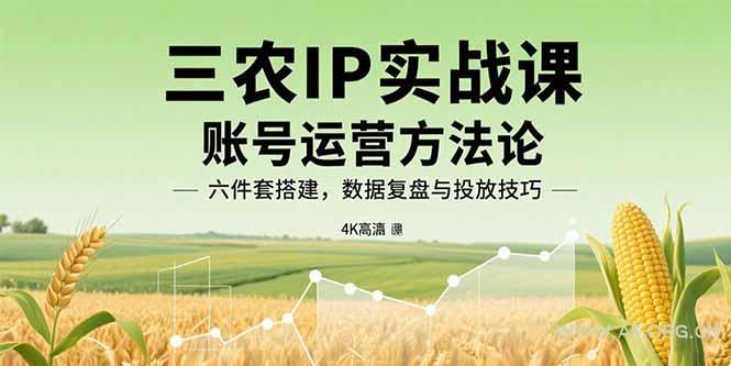 三农IP实战课：账号运营方法论，六件套搭建，数据复盘与投放技巧-A5资源网