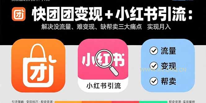 快团团变现+小红书引流：解决没流量、难变现、缺帮卖三大痛点 实现月入3w+-A5资源网