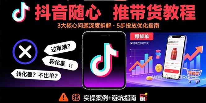 抖音随心推带货教程：拆解过审难/转化差/不出单 等常见问题 实现高效带货-A5资源网