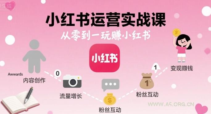 小红书运营实战课，从零到一玩賺小红书-A5资源网