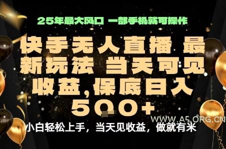 变现最快的项目，当天出收益，一部手机，保底日入5张【揭秘】-A5资源网