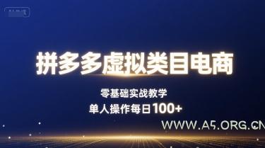 拼多多虚拟类目电商，零基础实战教学，单人操作每日100+-A5资源网