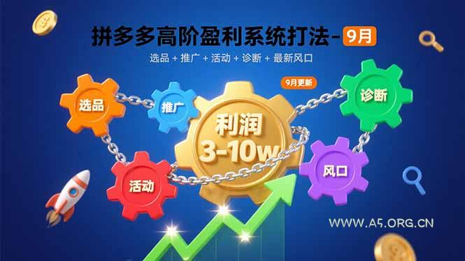 拼多多高阶盈利系统打法-9月：选品+推广+活动+诊断+最新风口，月利润3-10w-A5资源网