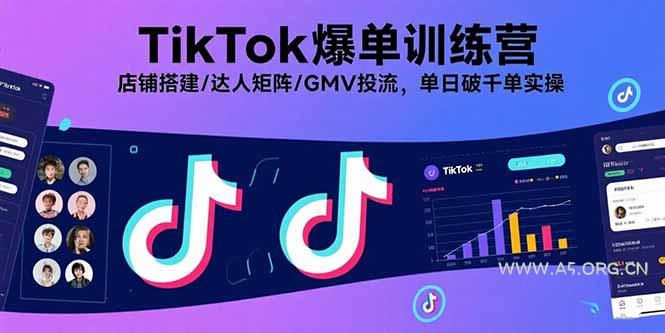 TikTok爆单训练营，店铺搭建/达人矩阵/GMV投流，单日破千单实操-A5资源网