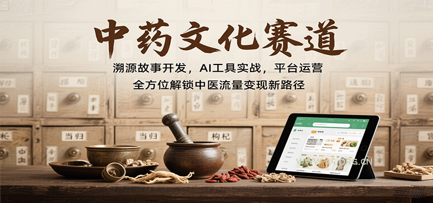 中药文化赛道：溯源故事开发，AI工具实战，平台运营，全方位解锁中医流量变现新路径-A5资源网
