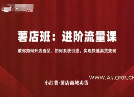 小红薯薯店商城卖货，进阶流量课，教你如何开店选品、如何系统引流，实现快速卖货变现-A5资源网