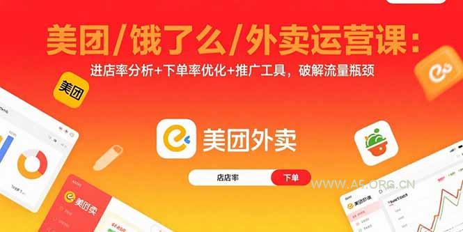 美团/饿了么/外卖运营课：进店率分析+下单率优化+推广工具，破解流量瓶颈-A5资源网