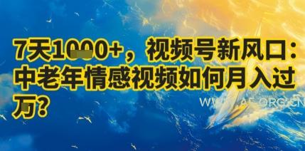 7天收益1k+，视频号新风口：中老年情感视频如何月入过W?-A5资源网