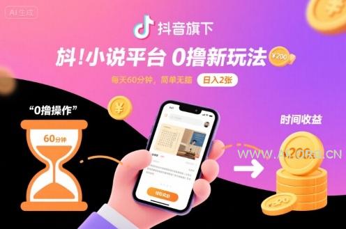 抖音旗下小说平台0撸新玩法，每天挂G60分钟，简单无脑，日入2张【揭秘】-A5资源网