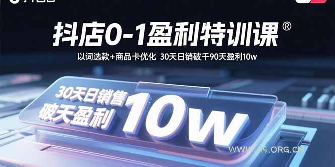 抖店0-1盈利特训课：以词选款+商品卡优化 30天日销破千90天盈利10w-A5资源网