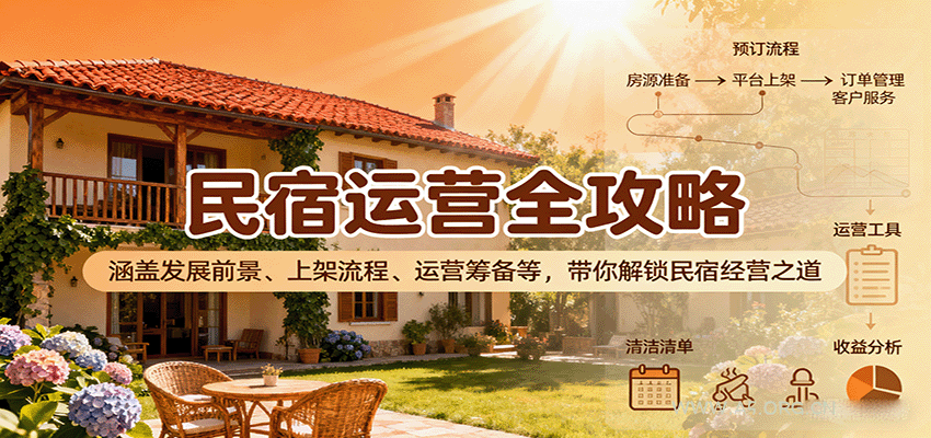 民宿运营全攻略：涵盖发展前景、上架流程、运营筹备等，带你解锁民宿经营之道-A5资源网