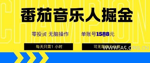 番茄音乐人掘金，单账号最高可撸1k+，可无限矩阵去做，零投入-A5资源网