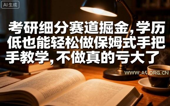 考研细分赛道掘金，日入1k+，学历低也能轻松做保姆式手把手教学，不做真的亏大了【揭秘】-A5资源网