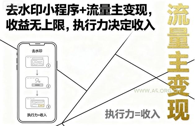 去水印小程序+流量主变现，收益无上限，执行力决定收入-A5资源网