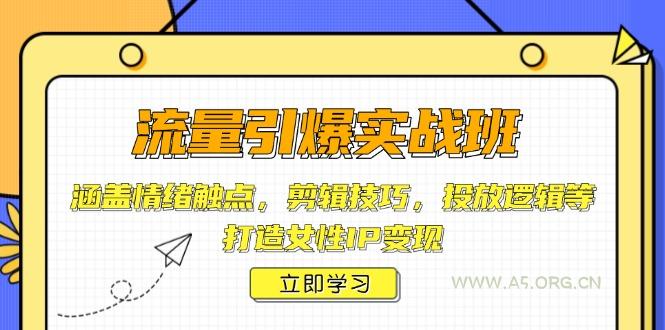 流量引爆实战班，涵盖情绪触点，剪辑技巧，投放逻辑等，打造女性IP变现-A5资源网
