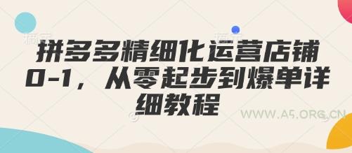 拼多多精细化运营店铺0-1，从零起步到爆单详细教程-A5资源网