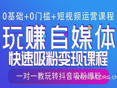 0基础+0门槛+短视频运营课程，玩赚自媒体快速吸粉变现课程，一对一教玩转抖音吸粉爆粉-A5资源网
