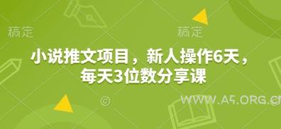 小说推文项目，新人操作6天，每天3位数分享课-A5资源网