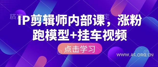 IP剪辑师内部课，涨粉跑模型+挂车视频-A5资源网