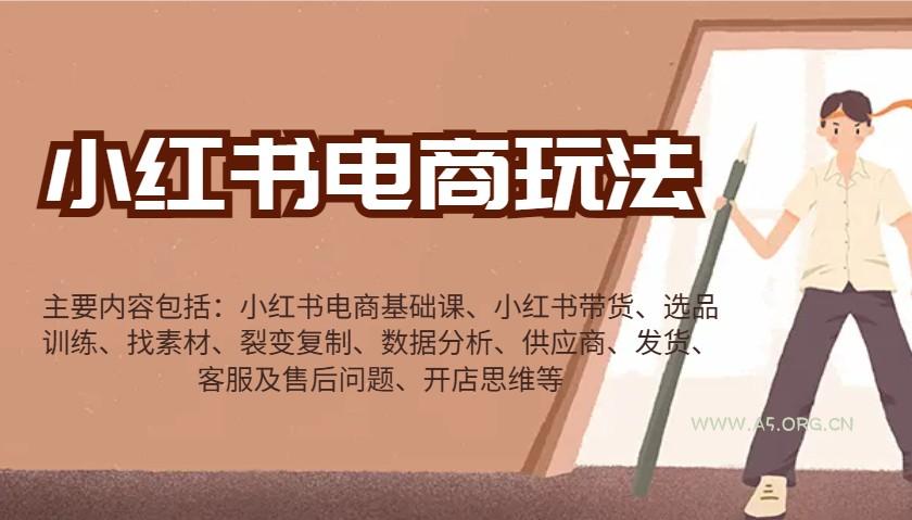 小红书电商玩法：带货/选品/找素材/裂变/数据分析/供应商/发货/售后/开店思维等-A5资源网