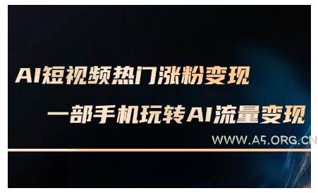 AI短视频热门涨粉变现课，AI数字人制作短视频超级变现实操课，一部手机玩转短视频变现-A5资源网