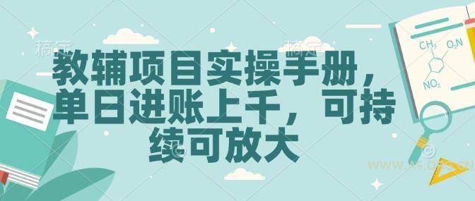 教辅项目实操手册，单日进账上千，可持续可放大-A5资源网