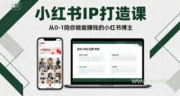 小红书IP打造课，从0-1陪你做能賺钱小红书博主-A5资源网