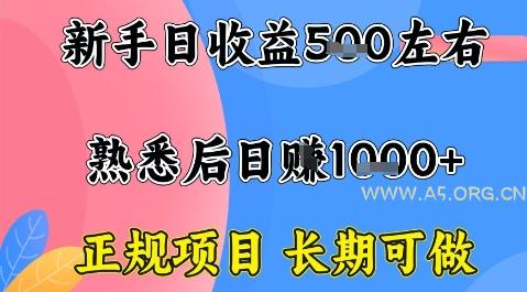 全年可变现项目，收益高无门槛，正规项目，长期可做，一天收益1k+一台电脑在家创业【揭秘】-A5资源网