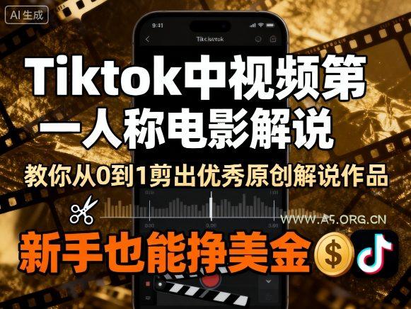 Tiktok中视频第一人称电影解说，教你从0到1剪出一个优秀的原创解说作品，新手也能挣美金-A5资源网