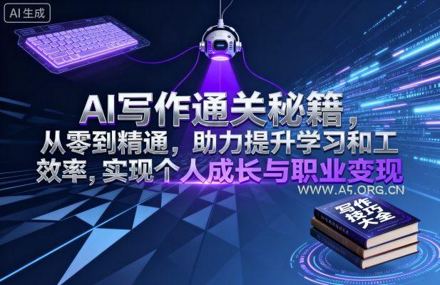 AI写作通关秘籍，从零到精通，助力提升学习和工作效率，实现个人成长与职业变现-A5资源网