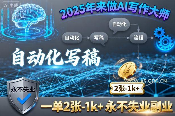 2025年来做AI写作大师，自动化写稿，一单2张-1k+，永不失业副业-A5资源网