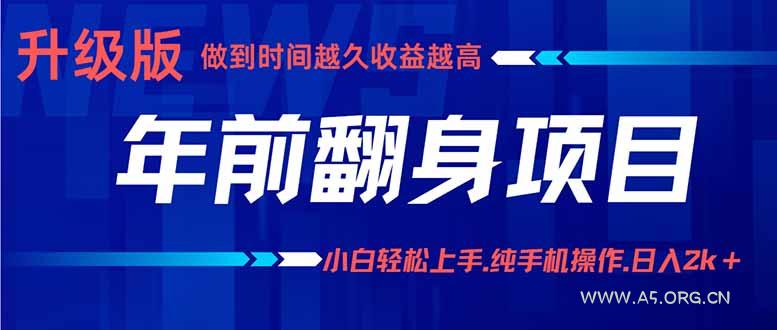 年前翻身项目，新手小白月入3w+，纯手机一条龙实操玩法-A5资源网