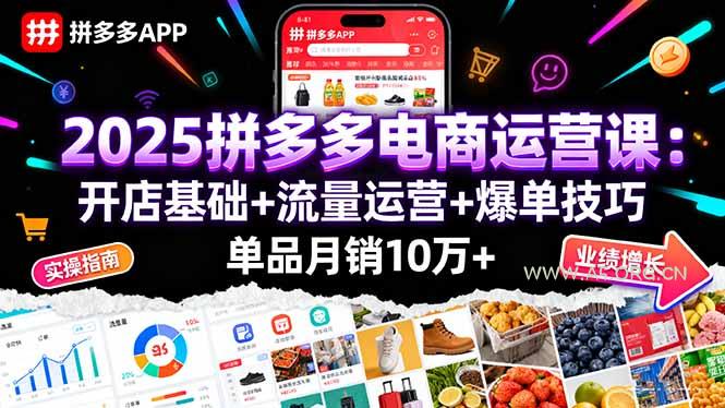 2025拼多多电商运营课：开店基础+流量运营+爆单技巧，单品月销10万+-A5资源网